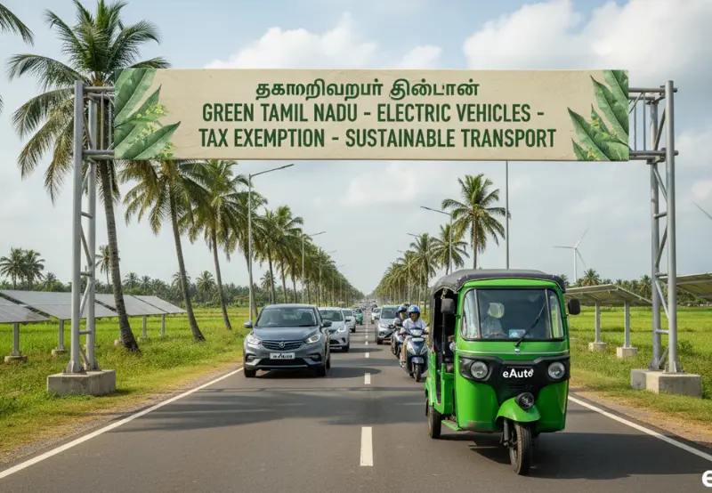 Tamil Nadu Extends Full Road Tax Exemption for Electric Vehicles Until 2027
